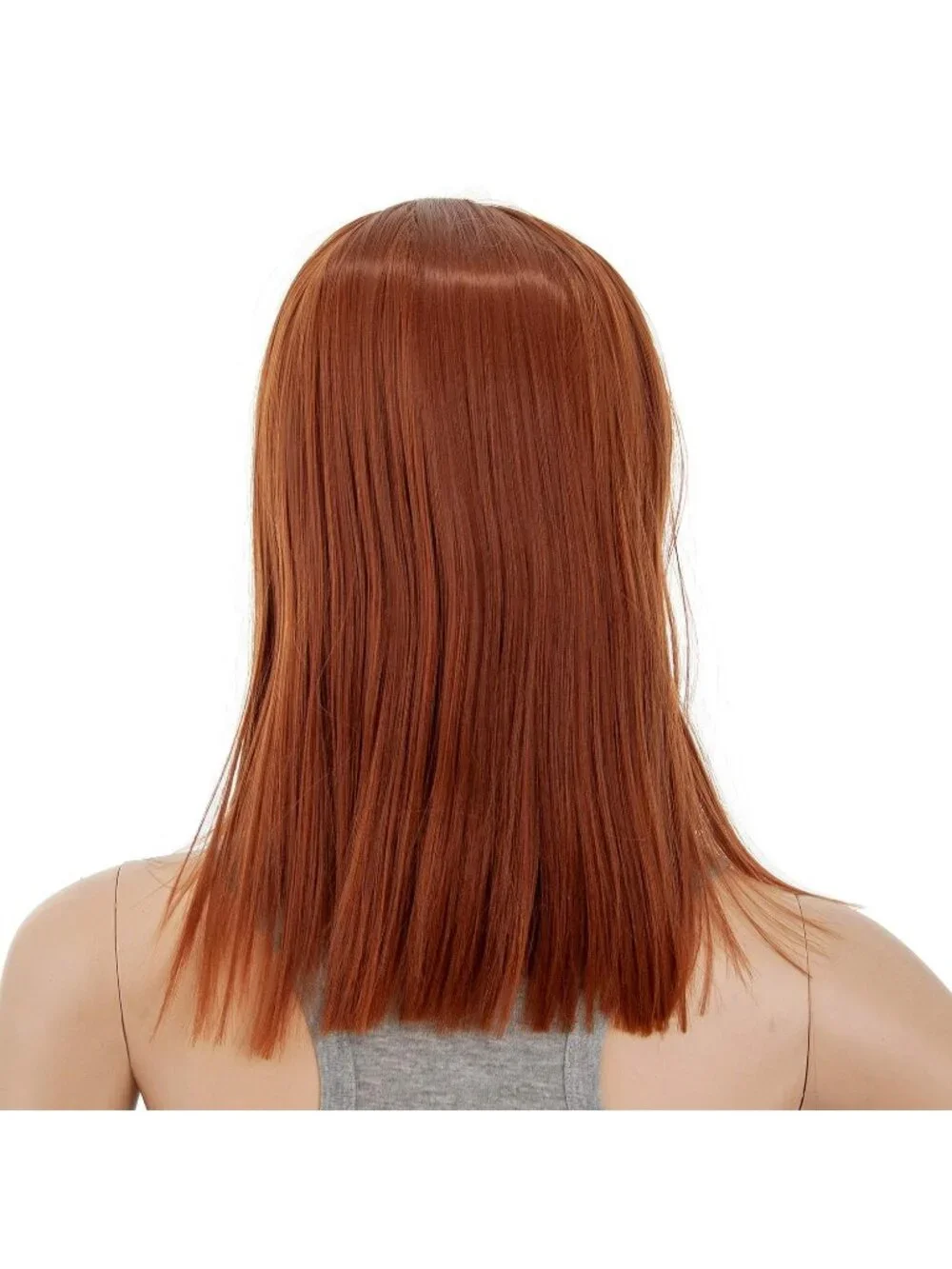Women's 14 Inch Dark Copper Red Wig Short Straight Middle Part Synthetic Heat
